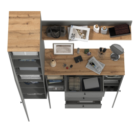 Шкаф-пенал с полками и вешалкой для верхней одежды с комодом и полкой Остин