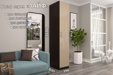 Распашной шкаф Лайф с полками 40*60*215 Венге
