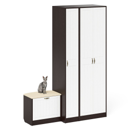 Шкаф с пеналом и тумбой для обуви с мягким сиденьем П-6-500 фрезеровка прованс