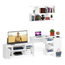 Стол угловой компьютерный Мори МС-16 правый с книжной полкой и ТВ-тумбой МТВ1200.1