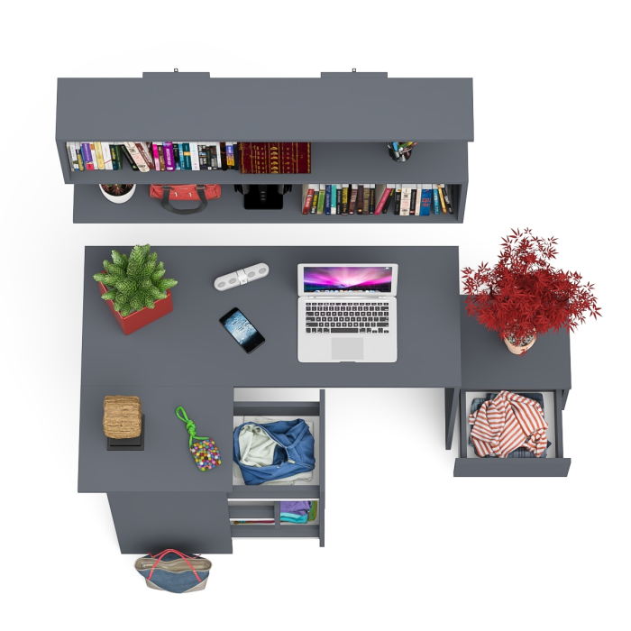 Угловые, Угловой стол компьютерный Мори МС-16 левый с тумбочкой с ящиком 400 и полкой на 1200