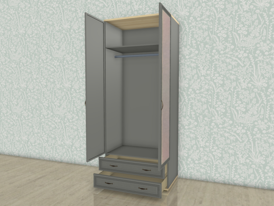 Шкафы двухстворчатые, Модульная система Карина Шкаф ШК-1007 с зеркалом с 2 ящиками