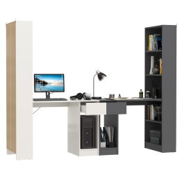 Два письменных стола Лайт 10.01 со шкафом с полками