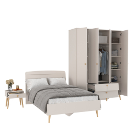 Прикроватная тумбочка Афина с кроватью 1200 и шкаф-комод 4-х дверный