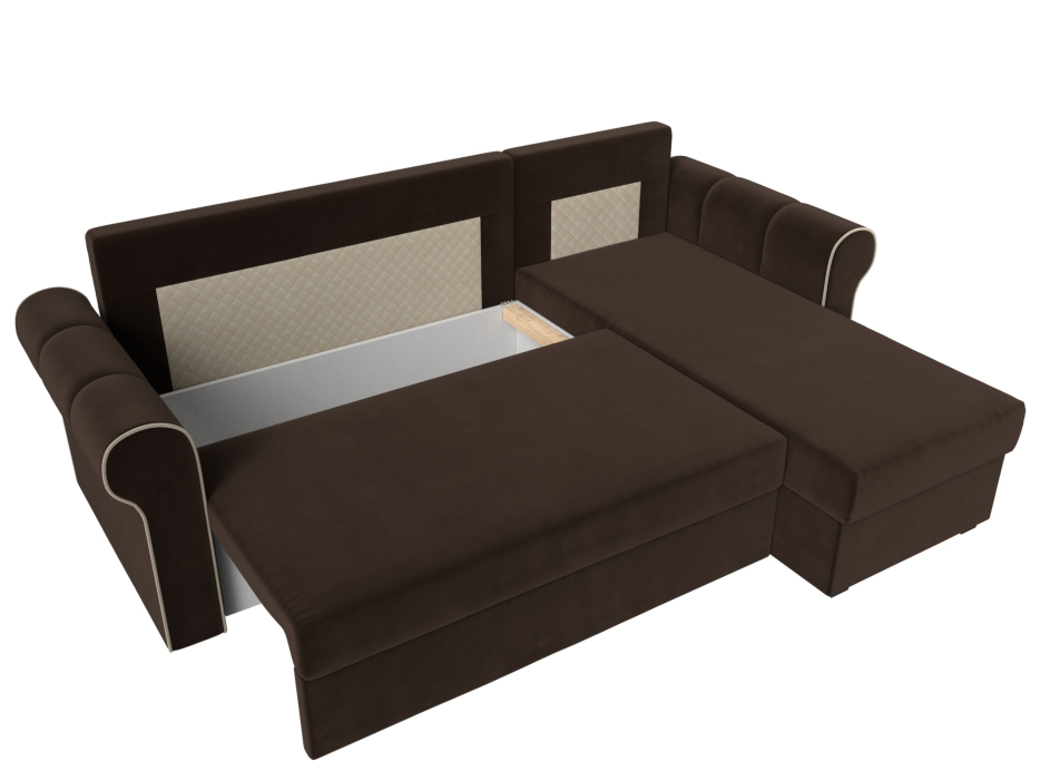 Диваны угловые в гостиную, Угловой диван-кровать Рейн, еврокнижка, микровельвет, правый