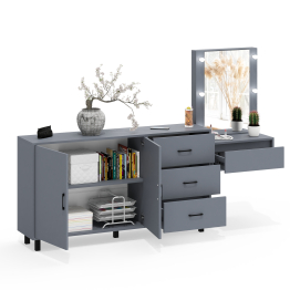 Косметический навесной столик с подсветкой и комод с ящиками и дверками 123-1604