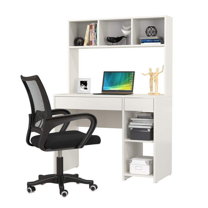 Прямые компьютерные столы, Компьютерный стол Моби Комфорт 12.77F с компьютерным креслом 103 чёрного цвета