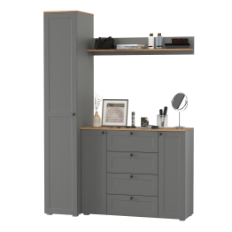 Шкаф-пенал с полками и вешалкой для верхней одежды с комодом и полкой Остин