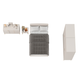 Шкафы двухдверные с кроватью 1200 Афина с тумбочкой на ножках и комодом