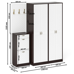 П-6 прихожая компоновка № 15 МДФ фрезеровка ромб