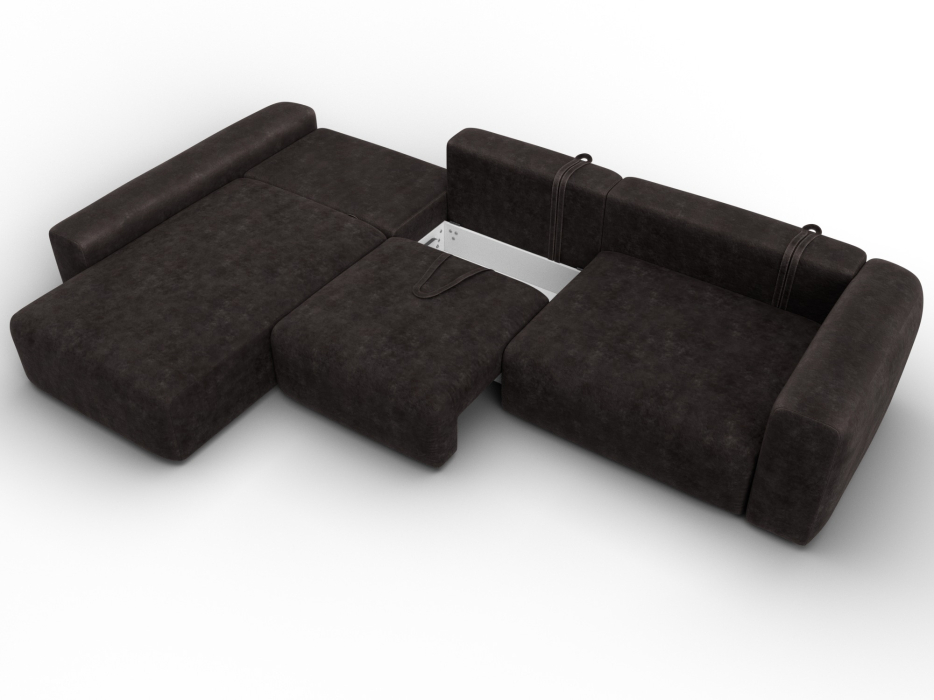 Диваны угловые в гостиную, Диван угловой Лига-066 НПБ Лонг угол левый, велюр BRUT