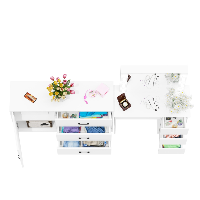 Туалетные столики, Комод-тумба 122-1204 и столик косметический с лампочками Сура