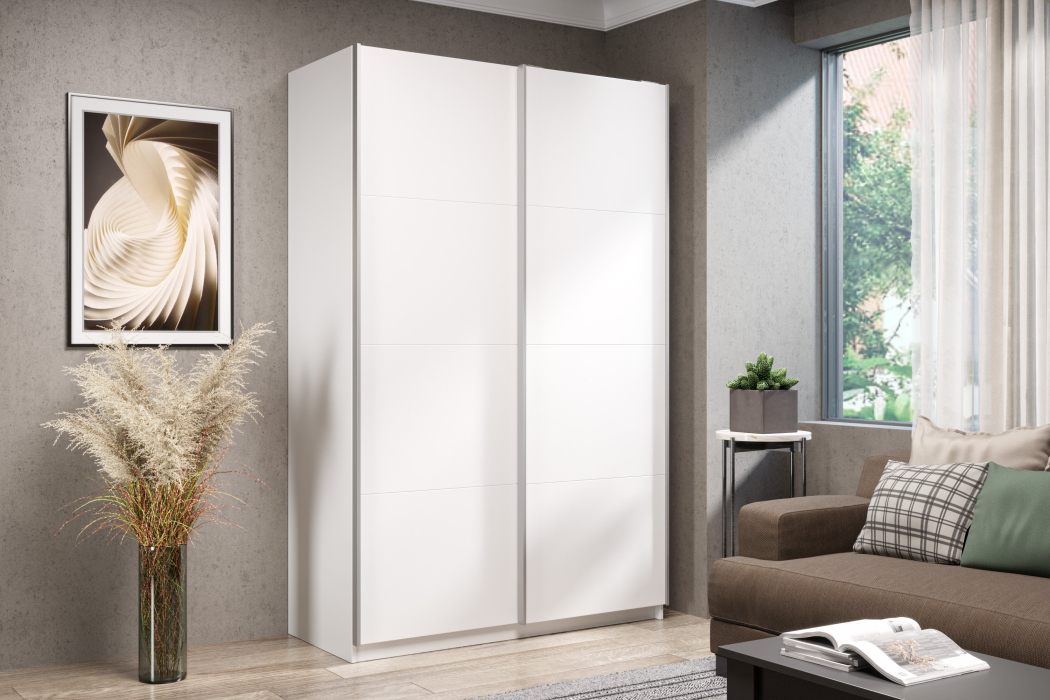 Шкафы-купе 2-х дверные, Шкаф-купе Smart 1422 2х дверный (фасады ЛДСП) профиль серебро