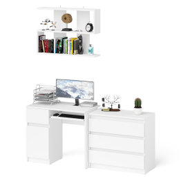 Однотумбовый стол компьютерный Мори МС-1 левый с комодом три ящика и навесной полкой 900