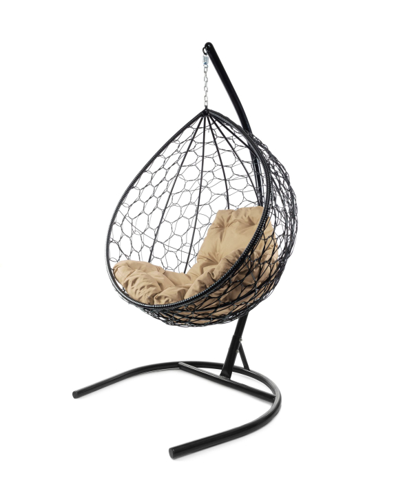 Подвесные кресла, Подвесное кресло КАПЛЯ с ротангом чёрное