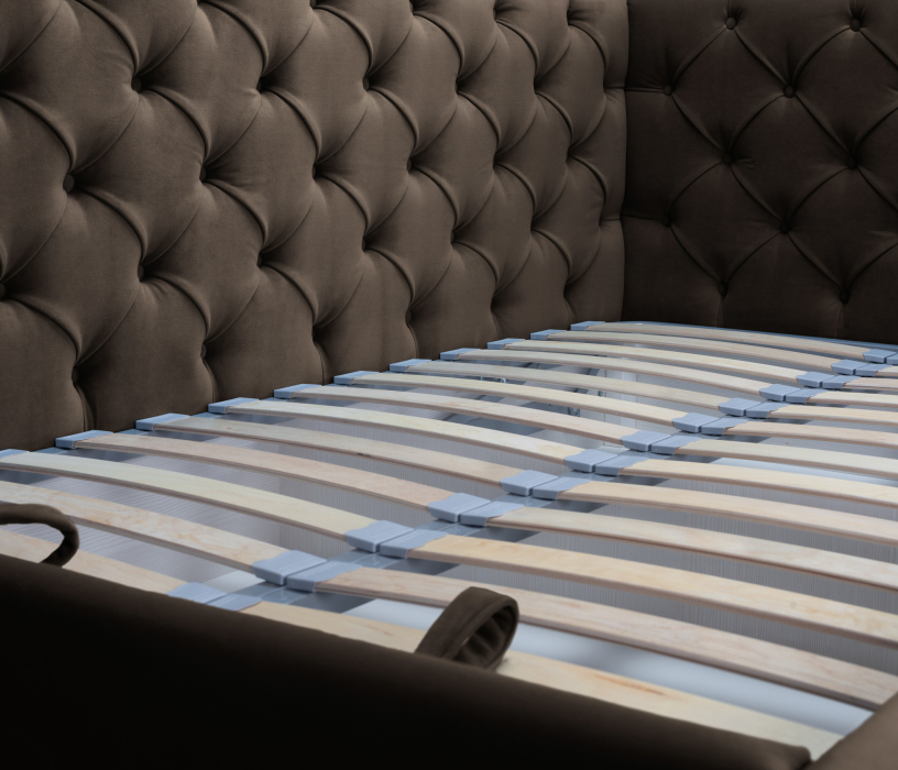 Мягкая кровать, Кровать с мягким изголовьем угловая Оливия 1400 с подъемным механизмом, микровелюр