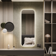 Зеркала в спальню, Зеркало с нейтральной подсветкой GENGLASS KUVINO NF LED M, с проводом 49х149 см