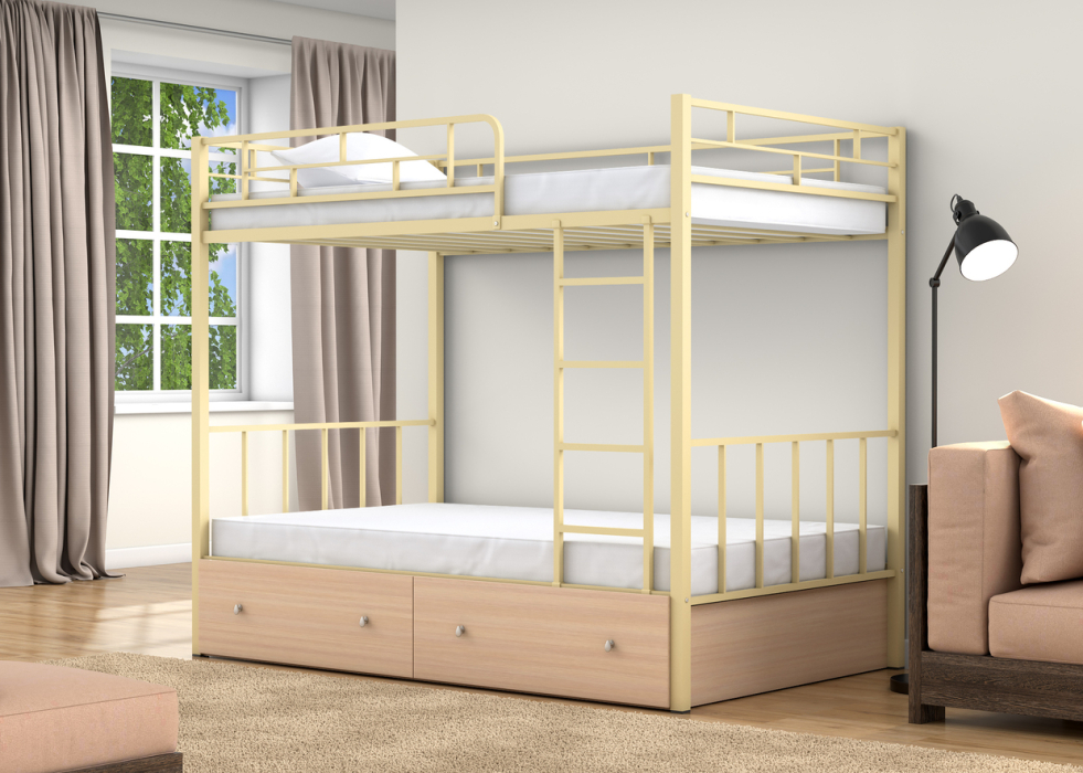 Для подростков, Двухъярусная кровать Валенсия 120 ящики дуб молочный