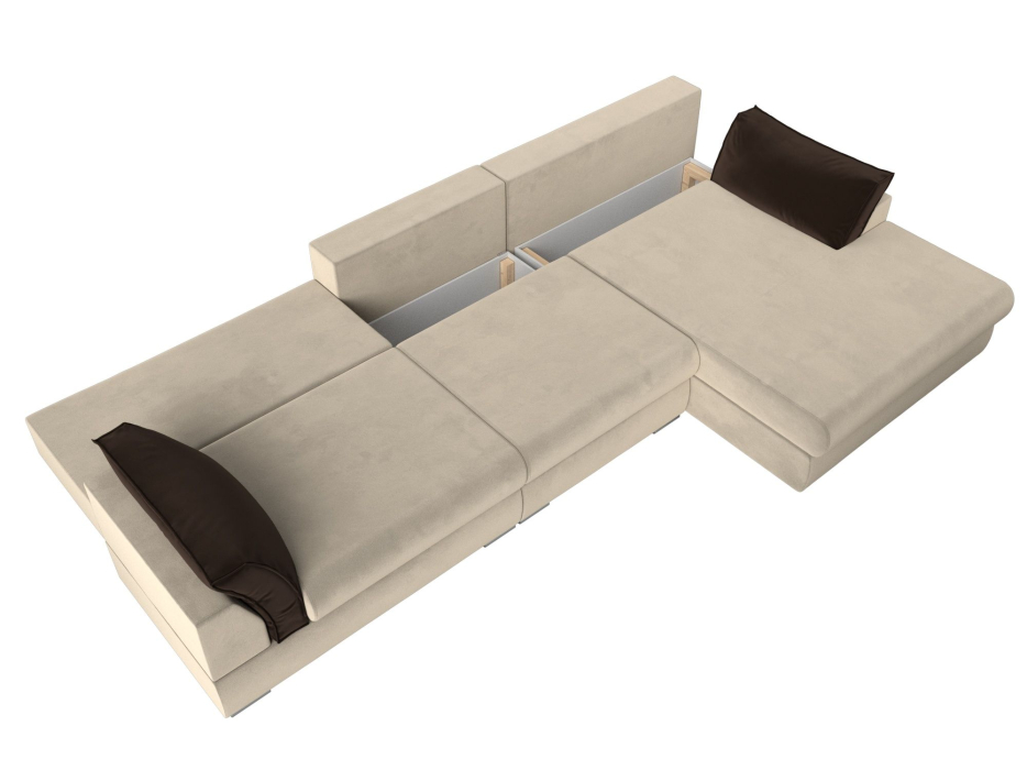 Диваны угловые в гостиную, Угловой диван Пекин Long угол правый, НПБ, микровельвет