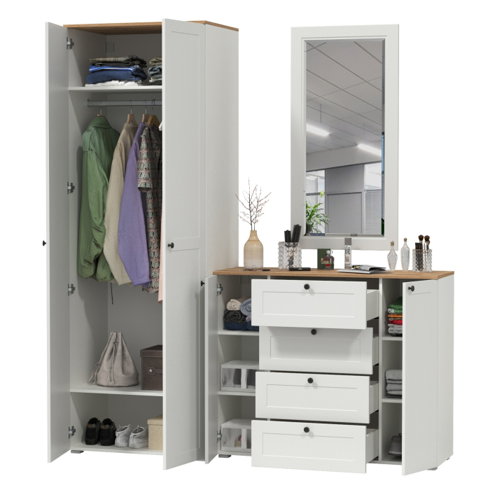 Прихожие, Комод с зеркалом и шкафом для прихожей Остин