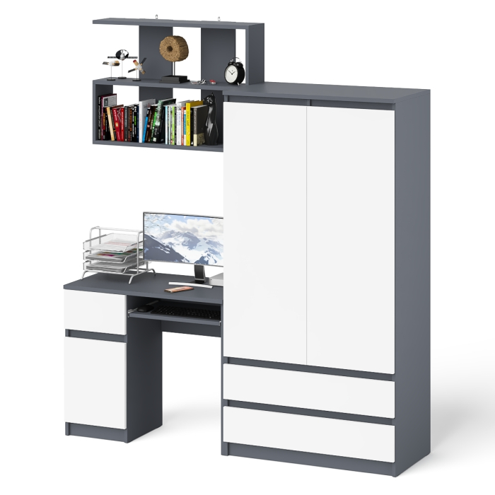 Домашние кабинеты, Компьютерный стол Мори МС-1 левый с полкой и шкаф-комодом