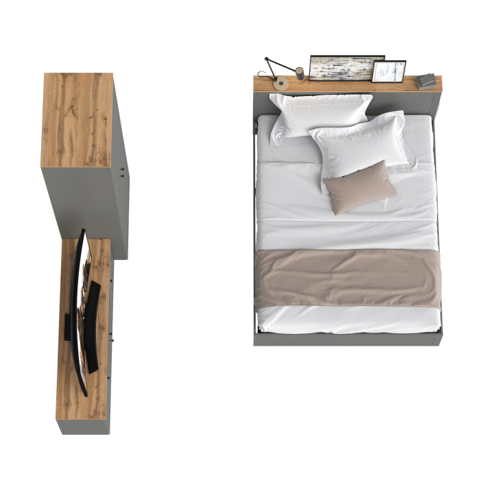 Спальные гарнитуры, Кровать двухспальная с ортопедическим основанием Остин и шкаф для одежды 13.224 с тумбой под ТВ