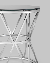 Журнальный стол ВИВА 50х50 (Стекло черное/Сталь серебро)