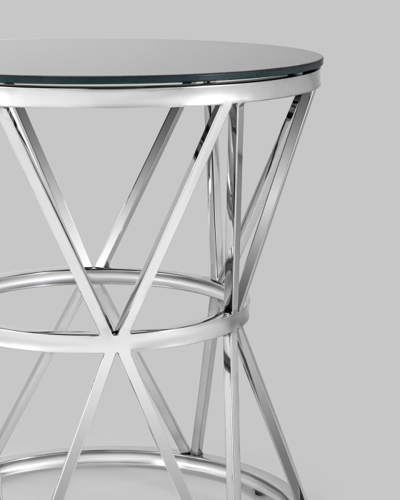 Журнальные столики, Журнальный стол ВИВА 50х50 (Стекло черное/Сталь серебро)