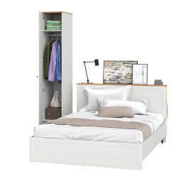 Кровать 1600 с ортопедическим основанием Остин и бельевой шкаф-пенал 13.225