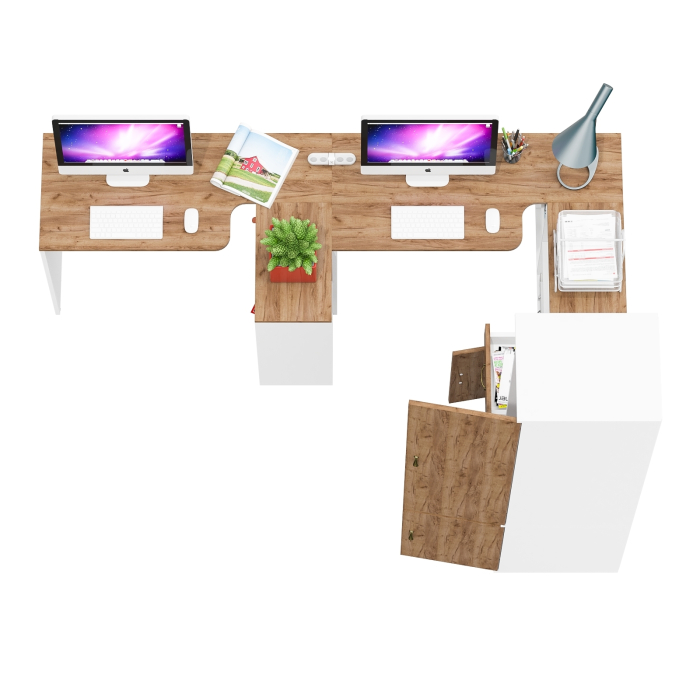 Домашние кабинеты, Мебель для домашнего кабинета для двоих человек Лидер-8 с пеналом 23Б и тумбочкой 3.15