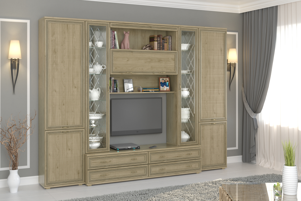 Стенки для гостиной, Модульная гостиная Карина композиция 19