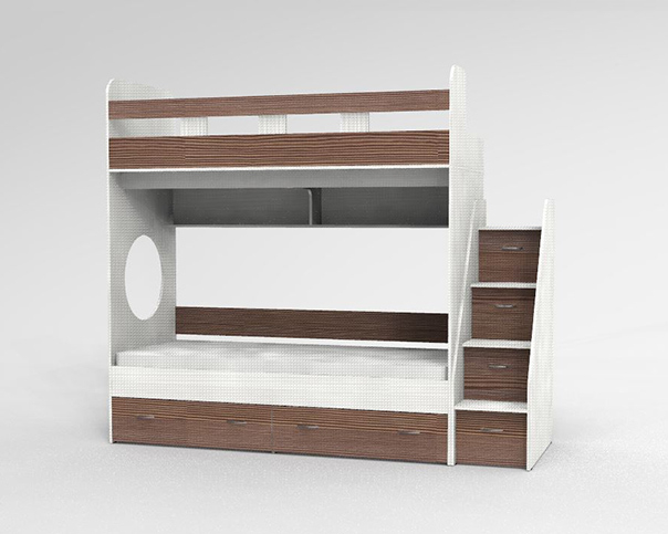 Для подростка, Трехъярусная кровать Юниор, Белое Дерево