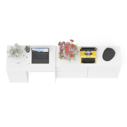 Комод Мори МК1200 6-ть ящиков со столом компьютерным МС-6 левым