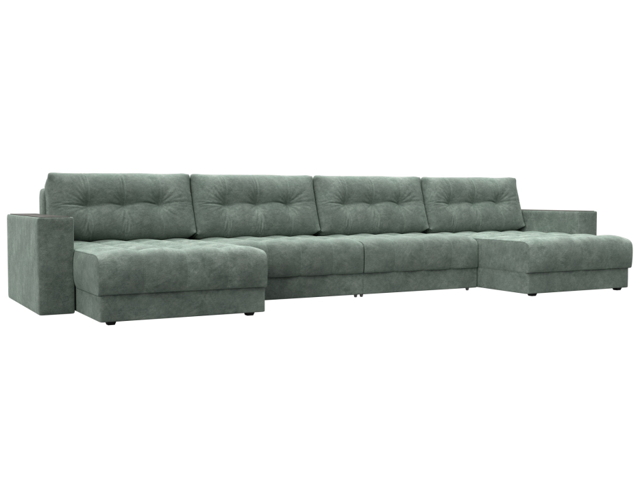 Дизайнерские диваны для гостиной, Диван П-образный с декором Лига-049 НПБ Лонг, велюр BRUT