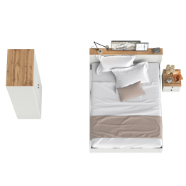 Двуспальная кровать Остин с ортопедическим основанием с платяным шкафом 13.224 и тумбой прикроватной