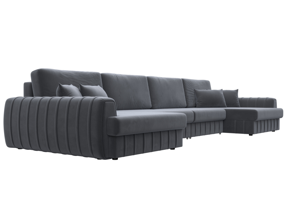 Диваны угловые в гостиную, Диван П-образный Лига-057 НПБ Лонг, велюр SEVEN