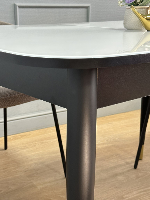 Обеденные столы, Стол Kenner K1200 раздвижной, стекло белое глянец