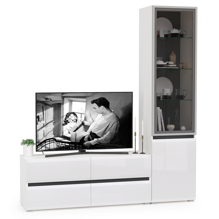 Стенки для гостиной, Гостиная Сидней № 09 с фасадами стекло