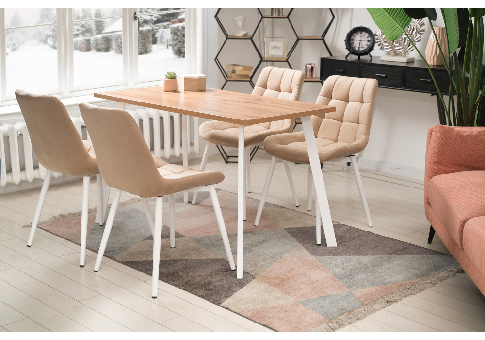 Обеденные столы, Стол деревянный Тринити Лофт 120 25 мм (матовый белый)