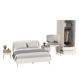 Шкаф-комод Афина с трюмо и двуспальной кроватью 1600 с прикроватной тумбочкой