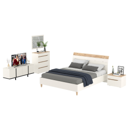 Спальный гарнитур белый Муссон с кроватью 1600 и ТВ-тумбой 13.276