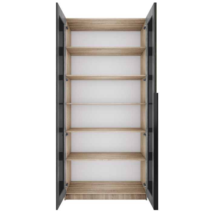 Шкафы распашные, Шкаф распашной Е1 Локер 101x52.5x220 см, с черным стеклом и полками