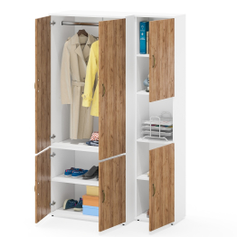Шкаф для одежды глубокий и пенал две дверки и ниша Лидер-8