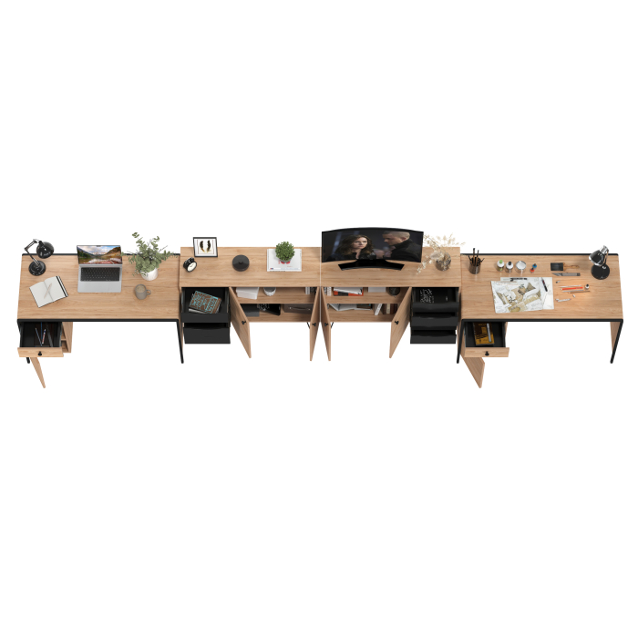 Домашние кабинеты, Место для работы и учёбы двоих людей Брюс из двух столов и двух комодов-тумб