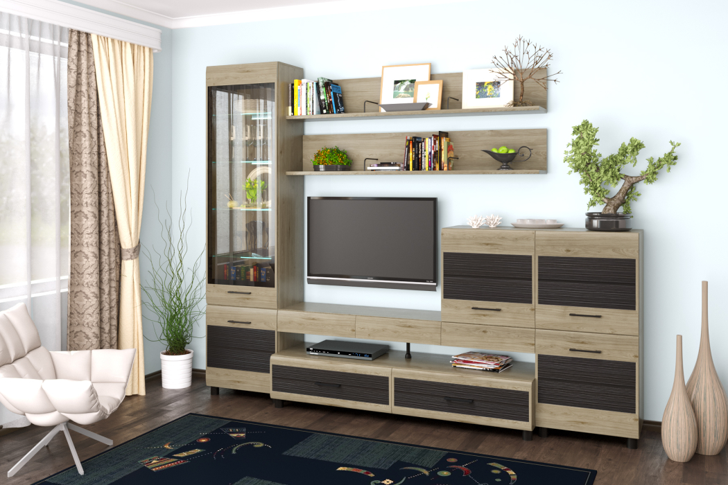 Стенки для гостиной, Модульная гостиная Камелия композиция 5