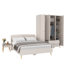 Прикроватная тумбочка Афина с кроватью двуспальной 1600 и шкаф-комод 4-х дверный