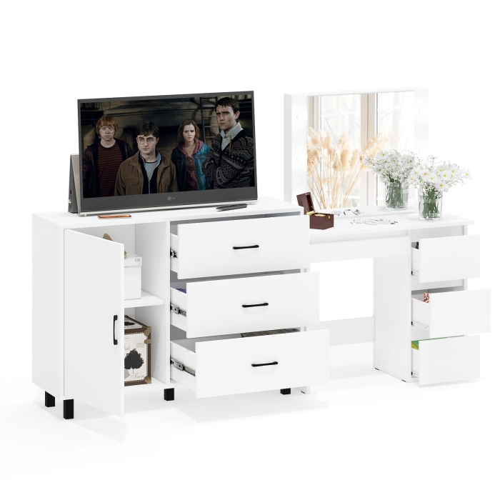 Туалетные столики, Комод-тумба 122-1204 и столик косметический с лампочками Сура