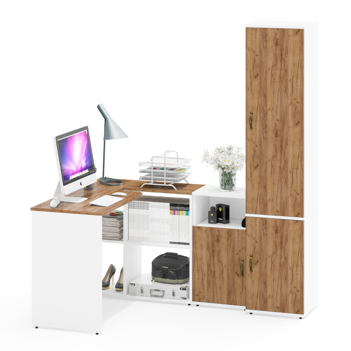 Домашние кабинеты, Пенал с вешалкой и тумбой с нишей и стол-трансформер Лидер-8