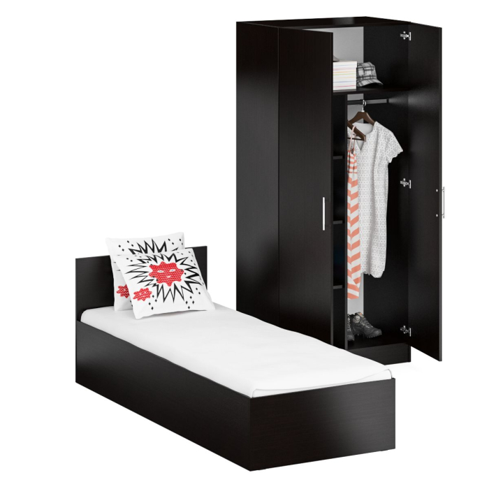 Спальные гарнитуры, Кровать односпальная 800 со шкафом для одежды 2-х створчатым Стандарт