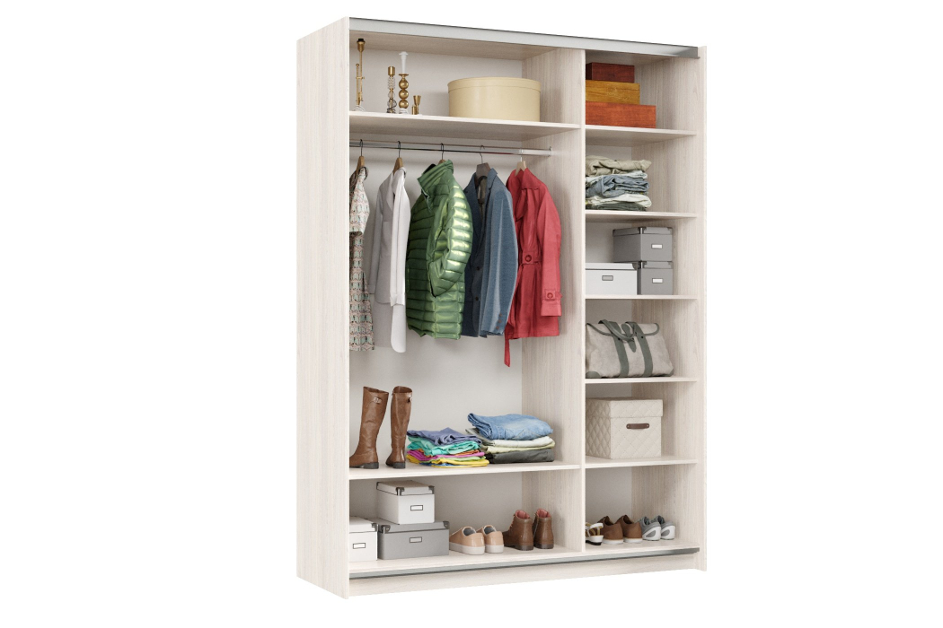 Шкафы-купе 2-х дверные, Шкаф-купе Smart 1622 2х дверный (фасады ЛДСП/зеркало) профиль серебро